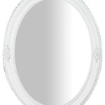 Biscottini Specchio Specchiera da Parete con Cornice Ovale in Legno Finitura Oro Anticato da Appendere Verticale/Orizzontale (Bianco, L64xPR3xH84 cm)