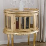 SIMONE GUARRACINO LUXURY DESIGN Tavolino Coloniale Ovale vetrina Bar portabottiglie Stile Barocco Francese Foglia Oro