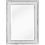 Specchio in Stile Shabby Chic – Legno Massello – Fatto a Mano – Grandi – 90×60 cm – Bianco Vintage
