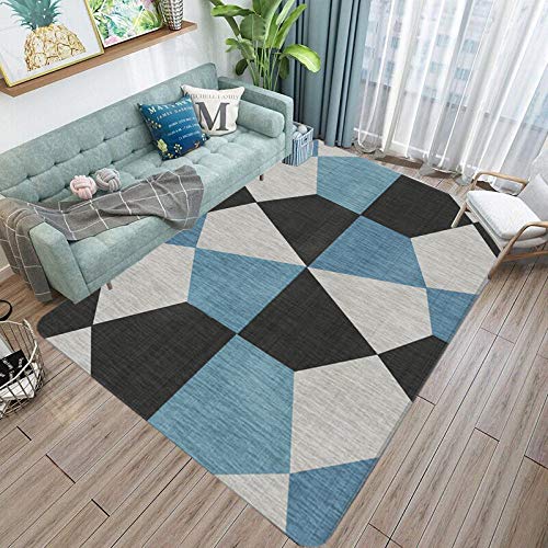 Amesii Casa camera da letto soggiorno tappetini pavimento morbido antiscivolo rettangolo tappeto beige 80*120 cm Sapphire Blue 40*60cm motivo 