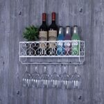 DJSMjbj – Portabottiglie a Parete Europea con Gambe Alte, Creativa per Vino, da Appendere, Bianco, 50x10cm