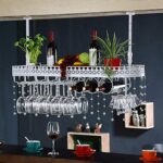 FCXBQ Portabottiglie da Vino a soffitto retrò Altezza Regolabile Decorazione in Stile Vintage Ciondolo in Cristallo Portabicchieri da Vino per portabottiglie da Bar da Cucina