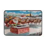 Joe-shop Natale Babbo Natale Cervo Inverno Vintage Zerbino Tappeto da Pavimento per Ingresso Esterno Coperto Bagno 60×39 Pollici