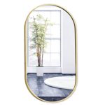 KSW_KKW Muro Specchio Ovale, Struttura del Metallo/HD Bagno Specchio da Toilette, Semplice Pannello di Vetro Specchio Decorativo, Camera da Letto Soggiorno, Oro (Size : 50 * 80cm)