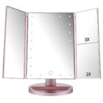 Kücheks Specchio per Trucco da Tavolo Illuminato a LED con dimmer Touch Screen e ingrandimento Triplo 3X / 2X / 1X Specchio di Bellezza per vanità Regalo di Compleanno per Ragazza