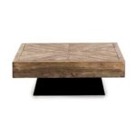 Meubletmoi – Tavolino basso quadrato, 100 cm, in pino riciclato, stile Esprit Montagna rustico, collezione Chalet