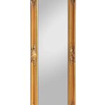 Specchio a Pavimento in Stile Shabby Chic – Legno Massello – Fatto a Mano – Barocco – Grandi – 130×45 cm – Oro Antico – Rococo