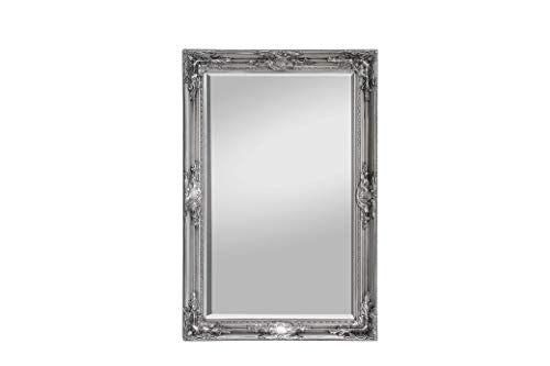 Fatto a Mano Argento Antico Barocco Specchio in Stile Shabby Chic 42x53 cm Rococo Legno Massello 