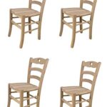 Tommychairs – Set 4 sedie modello Cuore per cucina bar e sala da pranzo, robusta struttura in legno di faggio levigato, non trattato, 100% naturale e seduta in legno