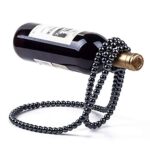 WSJTT Forma di collana artificiale perla in acciaio inox rack sospeso magia, forma decorativa bottiglia singola esposizione di servizio espositore per vino, elegante bottiglia di vino in ferro organiz