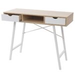 Mendler Scrivania consolle tavolino Sideboard HWC-E92 Legno Effetto 3D 100x40cm Bianco Legno